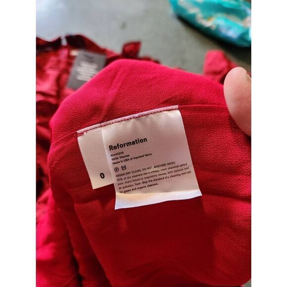 NWT Reformation Spark Mini Dress in Flamenco Red Black Polka Dot sz 0 - Picture 3 of 4